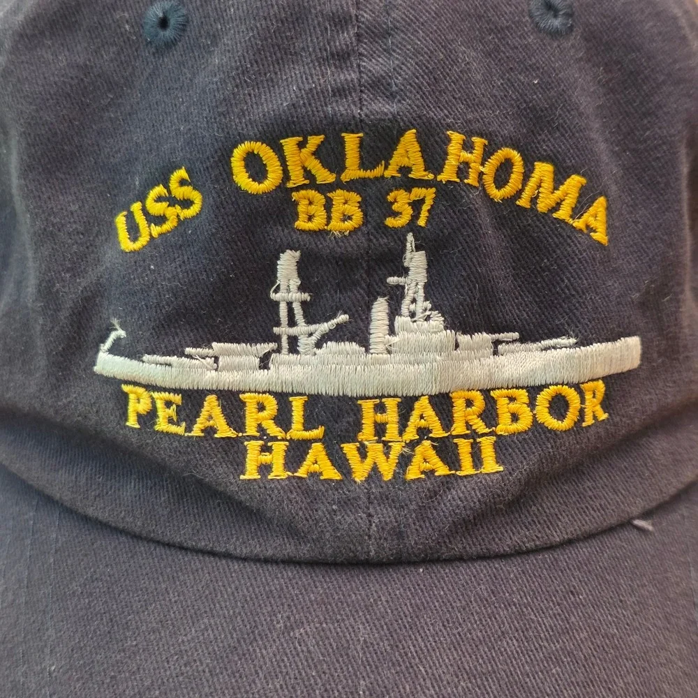 USS Oklahoma BB 37 Pearl Harbor Navy Blue Cotton Hat OSFM Pacific Historic Parks